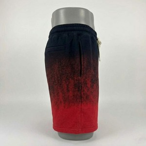 Shorts dégradés texturés noirs et rouges pour hommes, effet vieilli, cordon de serrage, taille élastique, style urbain, été, athlétique, décontracté, faible MOQ - Product Image 3