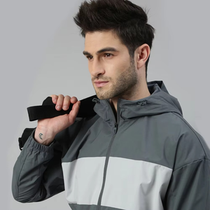 Men's Hooded Color Blocking Windproof Jacket Regular Fit Zipper Closure Spring Wear Polyester Material Casual Style - Product Image 6