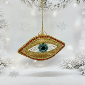 Beaded <b>Candy</b> <b>Cane</b> Hanging Ornament Gold Bow Zari Embroidery <b>Christmas</b> <b>Tree</b> Decoration - Product Image 5