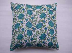 Square Floral Printed Cushion Cover 100% Cotton Handmade Block Print Throw Pillow Cover Decorative <b>Sofa</b> Cushion Case - Product Image 3