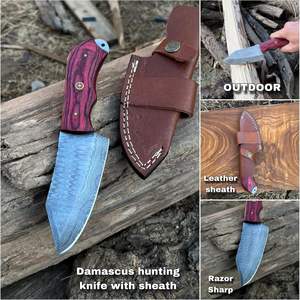 มีดล่าสัตว์เหล็กดามัสกัสคุณภาพพรีเมียม ด้ามจับสบายมือ มีดสกินเนอร์ ความแข็งสูง มีดล่าสัตว์สำหรับกิจกรรมกลางแจ้ง ODM OEM - Product Image 6