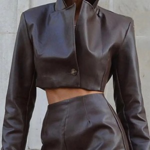 Jupe mi-mollet décontractée pour femme en cuir véritable vintage taille haute, style mode hivernale sexy - Product Image 4
