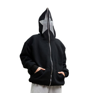 Cotton full face <b>zip</b> hoodie 350 gsm fleece oversized <b>zip</b> <b>up</b> hoodie unisex streetwear - Product Image 1