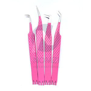 Pince à épiler pour extensions de cils en fibre dorée, acier inoxydable avec grip, nouveau modèle pour extensions de cils - Product Image 4