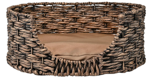 Lit pour animaux de compagnie portable en jacinthe d'eau tissé à la main, écologique, avec coussin amovible et lavable, rembourré en coton, utilisable toute l'année, fabriqué au Vietnam - Product Image 3