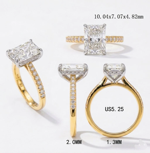 Anillo de compromiso de lujo con moissanita de 3 quilates, corte esmeralda, engaste de puntas, plata 925 - Product Image 4