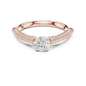 แหวนเพชรทรงกลมทองคำ 14K โรสโกลด์สำหรับผู้หญิง |   ของขวัญวันครบรอบ |   เพชรที่เพิ่งเพาะเลี้ยง - Product Image 1