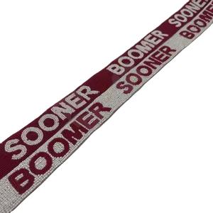 Boomer Sooner Sangles de sac de perles de rocaille en or blanc personnalisées 'Hook Em Horns' Accessoire à la mode Sangle de sac à main perlée - Product Image 1