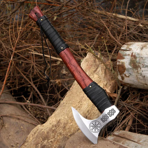 Hache de camping artisanale PASHA ENTERPRISES en acier inoxydable à long manche, tête barbue, poignée en bois gravée, tête en acier gravé, vente en gros - Product Image 2