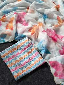 Colección de Sarees de Seda Estilo Celebridad con Trabajo Artesanal en Organza para Mujer, de Secado Rápido - Product Image 2