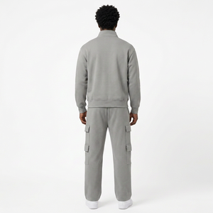 Wholesale Men’s Quarter Zip Sweatshirt <b>Cargo</b> Pants Set 2 Piece Tracksuit Casual Utility Jogger Outfit Custom OEM/ODM Clothing - Product Image 3