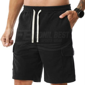 Shorts de course et de fitness pour hommes, logo personnalisé, coupe ample, longueur de jambe 5 pouces, taille élastique, 100% coton tricoté, toile pour l'entraînement en salle de sport - Product Image 6