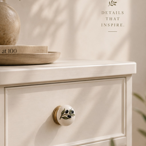 Luxury Olive Branch Ceramic Drawer Handle and Knob <b>Set</b> Decorative Cabinet Pull Premium quality Furniture Hardware for <b>Wardrobes</b> - Product Image 2