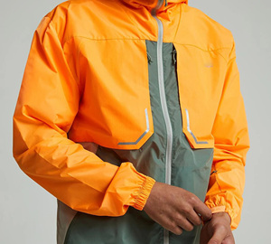 Men's Hooded <b>Windbreaker</b> Set Color Blocking Zipper Closure Waterproof Sporty Outdoor Wear Spring Polyester Material - Product Image 5