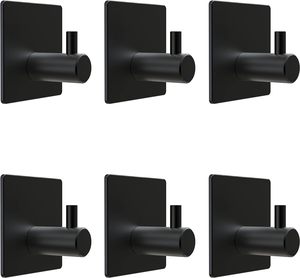 Heavy Duty Waterproof Stainless Steel Adhesive Hooks for <b>Wall</b> and Door-Bathroom Towel and <b>Clothes</b> Hanging Squre Black Hook - Product Image 1