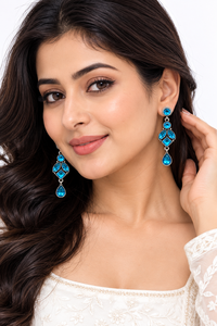 Boucles d'oreilles artificielles en argent oxydé bleu |   Bijoux de mode en gros |   Fabricant direct d'usine OEM ODM Conception personnalisée - Product Image 6