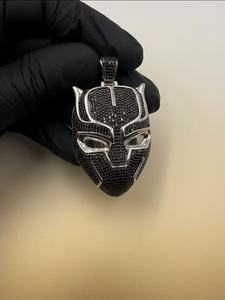 Pendentif Hip Hop Panthère Noire glacée, Pendentif Captain America Noir, Pendentif en Argent 925, Pendentif Diamant Moissanite VVS pour Hommes - Product Image 5