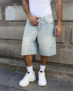 กางเกงยีนส์ขาสั้นทรงหลวมสำหรับผู้ชาย (ไม่มีเข็มขัด) ลุคสตรีทสไตล์ Y2K ฮิปฮอป แคชชวล - Product Image 5