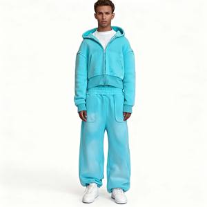 <b>FLY</b> HUMBLE SPORTSWEAR Men's Sporty Style Drawstring Closure Loose Fit Breathable Quick Dry Spandex Cotton Sportswear <b>Jacket</b> - Product Image 3