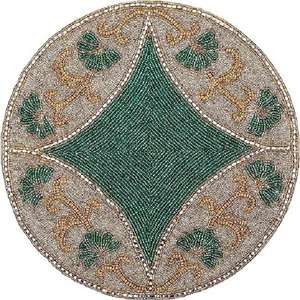 Set de table rond classique en verre perlé brodé à la main, épaisseur 5 mm, réutilisable, pour événements festifs et usage domestique - Product Image 1