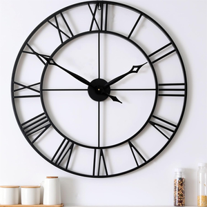 Horloge murale élégante à chiffres romains, grande horloge décorative pour salon, bureau à domicile, ferme, décoration murale intérieure classique - Product Image 1