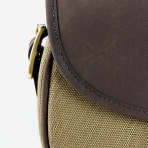 MORTAL SAGA Elegante Bolsa para Cartuchos de Cuero de Vaca Curtido al Aceite, Lona Caqui de Alta Calidad para Accesorios de Caza - Product Image 2