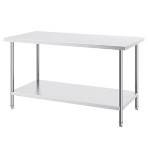 Tavolo da Lavoro in Acciaio Inox Resistente 30 X 60 X 34 Pollici con Capacità di Carico di 410 Kg e 3 Altezze Regolabili - Product Image 1