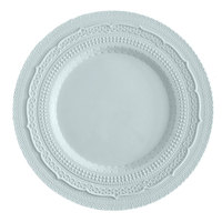 Services de table en porcelaine fine rose et bleue, style romantique français, avec assiettes de présentation en céramique à motif dentelle en relief, pour mariages, hôtels et banquets