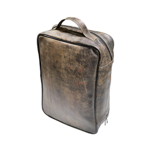 Genuine <b>Leather</b> <b>Backpack</b> Vertical Rectangular Cowhide Distressed Brown <b>Mens</b> Daily Carry Bag - Product Image 3