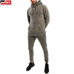 Ensemble sweat-shirt et pantalon pour homme, style délavé, fabrication OEM USA, coupe ample confortable, streetwear, logo personnalisé. - Product Image 1