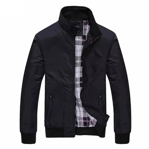 Men Slim Fit Bomber Windproof <b>Jacket</b> Black <b>Grey</b> Blue Plaid Lining Full Zip Stand Collar Ribbed Cuffs Casual Bomber - Product Image 5