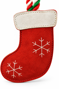 Red Suede Stocking <b>Pet</b> Chew <b>Toy</b> with Braided Rope Loop and White Snowflake Design Holiday <b>Pet</b> <b>Toy</b> for Interactive Play & Chewing - Product Image 3