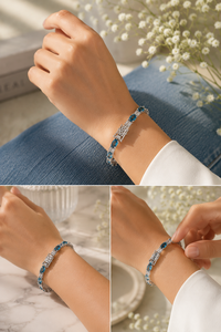 Colour Mountain 7.5 Inch London Blue Topaz Tennis <b>Bracelet</b> 925 Sterling Silver White Gold Plated Luxury Unisex Gift Jewelry - Product Image 3
