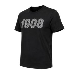 เสื้อเชิ้ตแขนสั้นลายกราฟิกสีดำ 1908 สำหรับผู้หญิง เสื้อผ้าฝ้ายลำลอง แฟชั่นทันสมัย สวมใส่สบายทุกวัน เสื้อผ้าสไตล์ทีม - Product Image 2