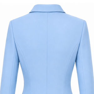Blazer Azul Cielo Personalizado para Mujer, Corte Entallado, Doble Botonadura, Manga Larga, Traje Formal de Oficina, Chaqueta de Negocios con Pecho Personalizado - Product Image 4