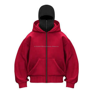 Sweat-shirts à capuche style ninja pour hommes et femmes, personnalisés, nouveau design, haute qualité, en coton épais, fermeture éclair intégrale, avec masque, coupe oversize - Product Image 2