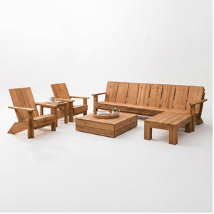 Ensemble de meubles de patio en bois massif, sièges de jardin modernes pour bord de piscine, hôtel, café et restaurant - Product Image 2