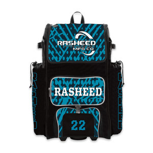 Bolsa de Equipamiento Deportivo Rasheed Mfg Co, Diseño Estampado en Negro y Azul con el Número 22 y Múltiples Bolsillos para Equipo de Béisbol y Sóftbol - Product Image 5