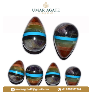 Premium Chakra Bonded Stones Semiprecious Stone Craft 7 Chakra Bonded Palm Stone Carved Engraved Stones for Jewelry - Product Image 5