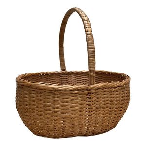 Handwoven Rattan Storage <b>Basket</b> Round Woven <b>Basket</b> Customized <b>Bread</b> Food Fruit <b>Basket</b> Gift <b>Basket</b> From India - Product Image 3