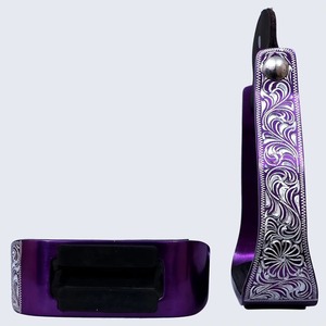Estribos de Aluminio Premium Estilo Western, Inclinados, con Grabado Floral, Ligeros, Base Ancha, para Montar a Caballo, Trail, Ranch, Rodeo - Product Image 4