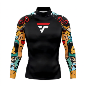 Custom Full Sublimation Printed Rashguard 200g Polyester Spandex White Yellow Cat Print Quick Dry Polyester Adult <b>Swim</b> <b>Shirt</b> - Product Image 2