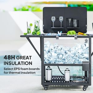 Carrello Frigo Portatile da Esterno Grande Capacità 104 Quarti Grigio con Apribottiglie, Ripiani e Ruote - Product Image 5