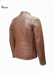 Chaqueta de Invierno de Cuero Marrón para Hombre, Acabado Desgastado, Estilo Urbano, Cuello Alto, Resistente al Viento, Prenda Exterior Informal - Product Image 2