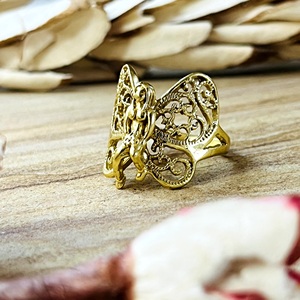 Latest Design Fairy <b>Ring</b> Boho Brass <b>Rings</b> For Women 18k Gold Plated Filigree Butterfly Angel <b>Statement</b> Jewelry Wholesale/OEM/ODM - Product Image 3