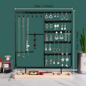 Large Capacity Jewelry Organizer Stand With Earring Panels Necklace <b>Bracelet</b> Bars Storage Tray Anti Tangle Display For Vanity - Product Image 2