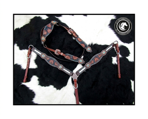 Ensemble de têtières western de haute qualité en cuir, disponible en plusieurs couleurs et tailles – Catégorie de produits : Haltères - Product Image 1