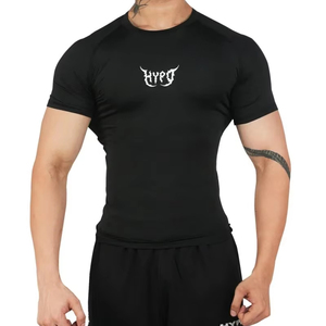 mens <b>compression</b> <b>shirt</b> gym fitness athletic wear quick dry stretch fabric training workout tee custom logo supplier - Product Image 1