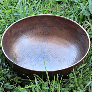 Cuenco Redondo de Cobre para Pedicura con Acabado Antiguo, para Baño, Spa, Salón de Belleza, Masaje de Pies, Hammam - Product Image 2
