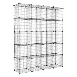 Unità di Stoccaggio Modulare a 20 Cubi, Scaffali in Metallo Multifunzionali Tipo Origami, Organizzatore con Contenitori a Griglia Metallica - Product Image 6